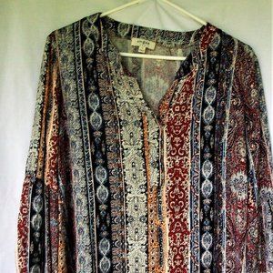 UMGEE MULTICOLOR FLORAL BOHO BELL SLEEVE TUNIC